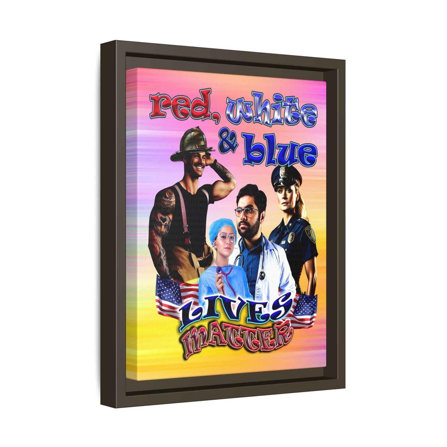 rw&b lives matter - framed canvas art (color blur)