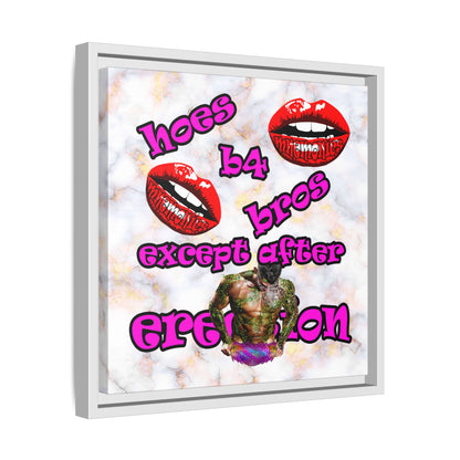 hoes b4 bros - framed canvas art (white marble)