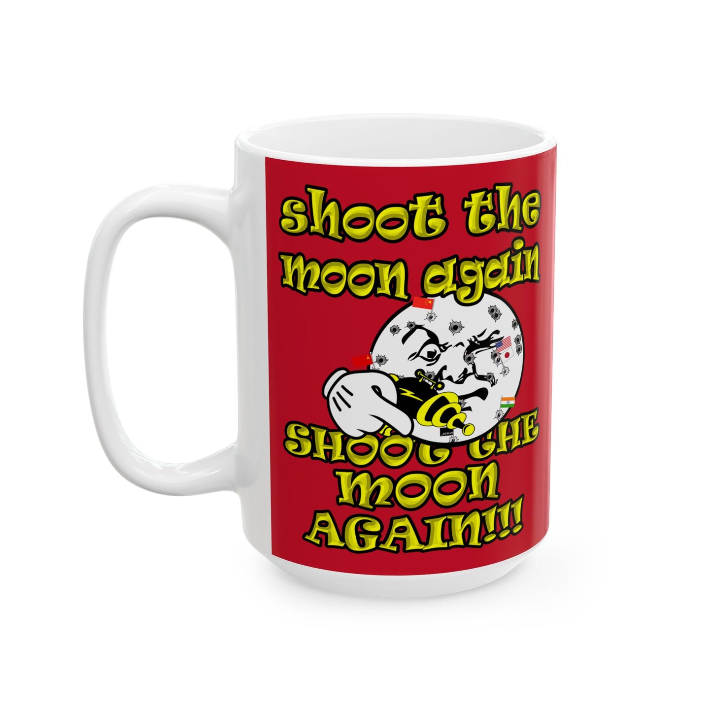 shoot the moon again - White Mug (dark red)