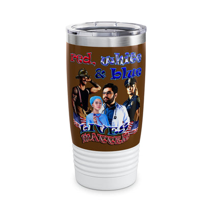 rw&b lives matter - Ringneck Tumbler, 20oz (brown)