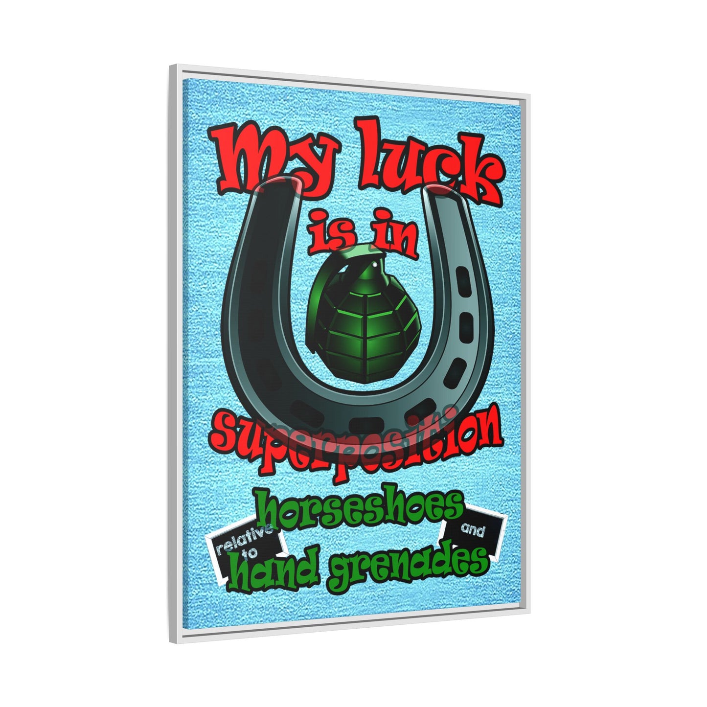 my luck - framed canvas art (faded blue)