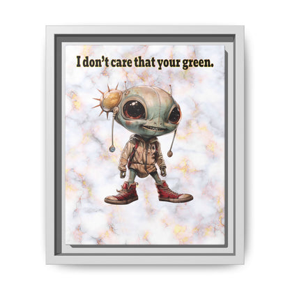 I don't care that your green - framed canvas art (white marble)