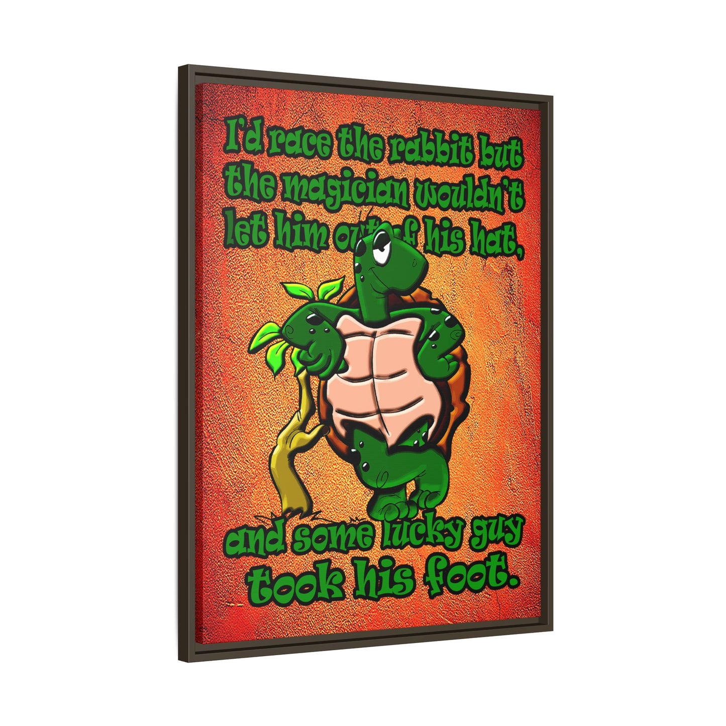 turtle race - framed canvas art (burnt orange)