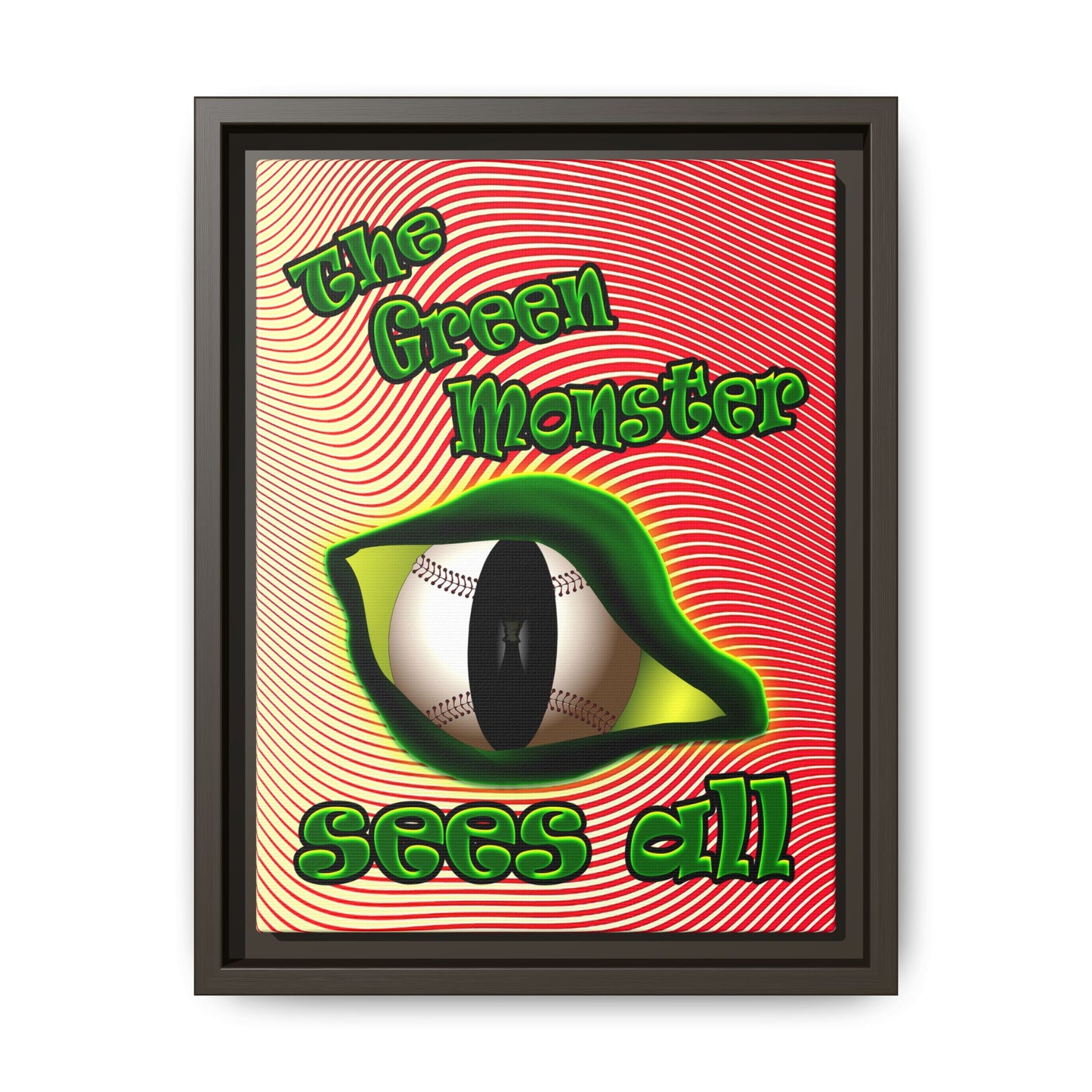 green monster - framed canvas art (yellow-orange wave)