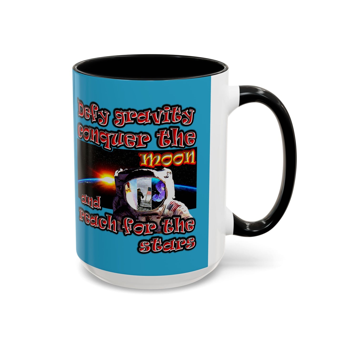 defy conquer reach - Accent Mug (turquoise)