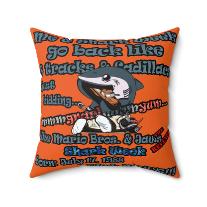 shark week - Faux Suede Square Pillow - (orange)