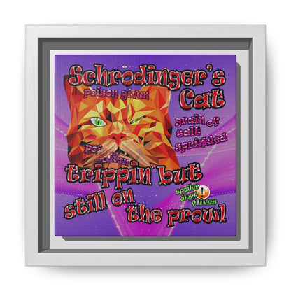 schrodinger's cat - framed canvas art (purple-pink wave)