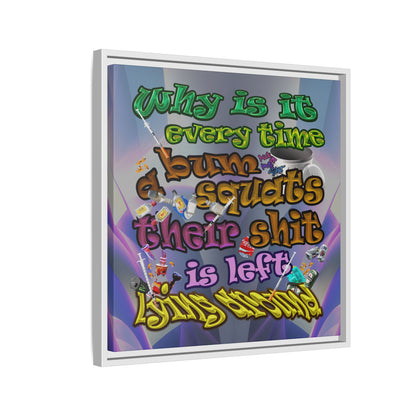 the bum's shit - framed canvas art (grey-pink wave)