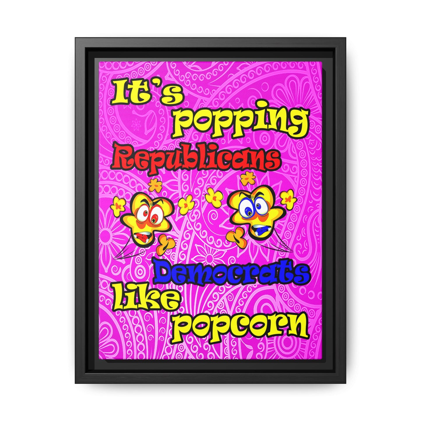popping like popcorn - framed canvas art (pink swirl)