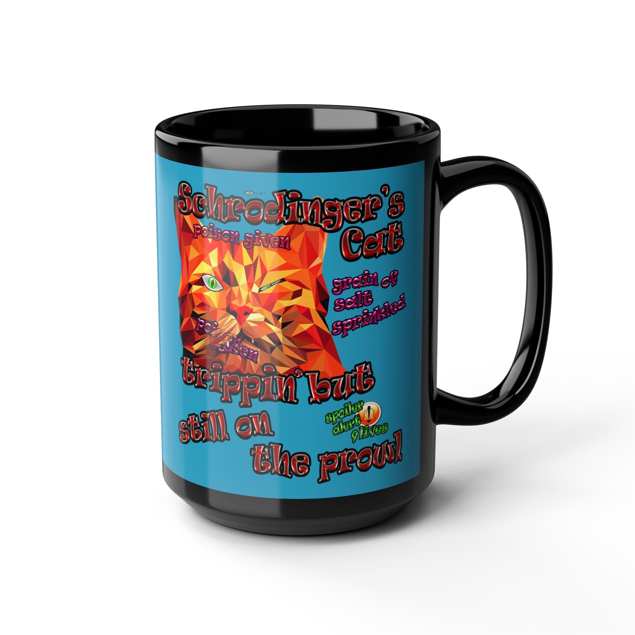 schrodinger's cat - Black Mug (turquoise)