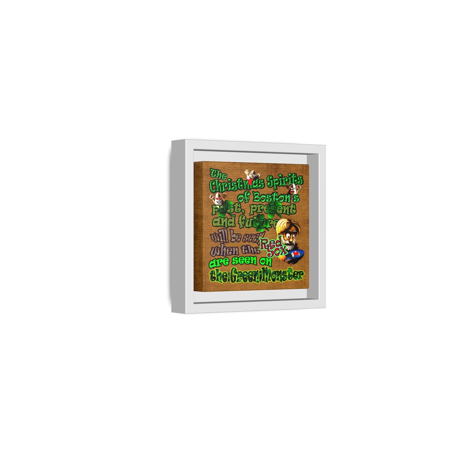 christmas spirits of boston - framed canvas art (brown papyrus)