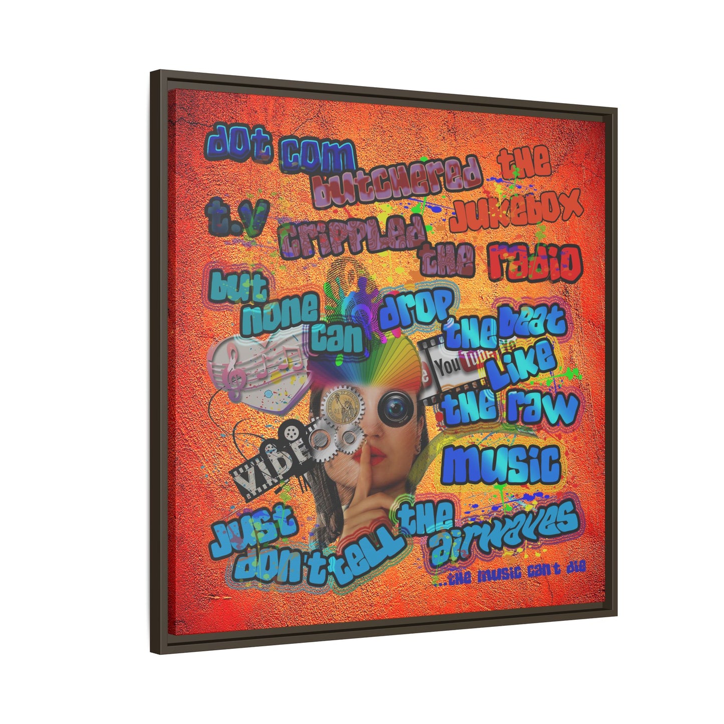 drop the beat - framed canvas art (burnt orange)