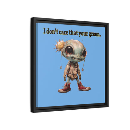 I don't care that your green - framed canvas art (light blue)
