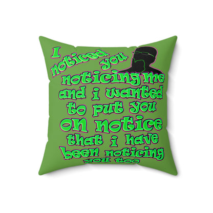 noticed you noticing - Faux Suede Square Pillow - (green)