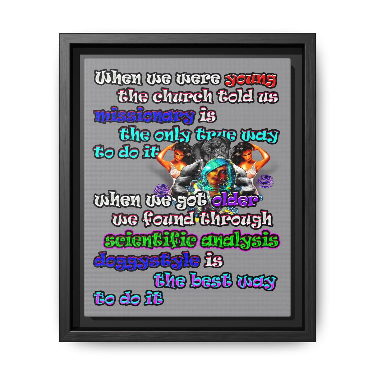 doggystyle - framed canvas art (grey)