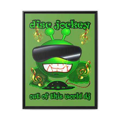 disc jockey - framed canvas art (green)