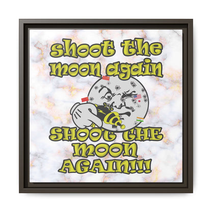 shoot the moon again - framed canvas art (white marble)