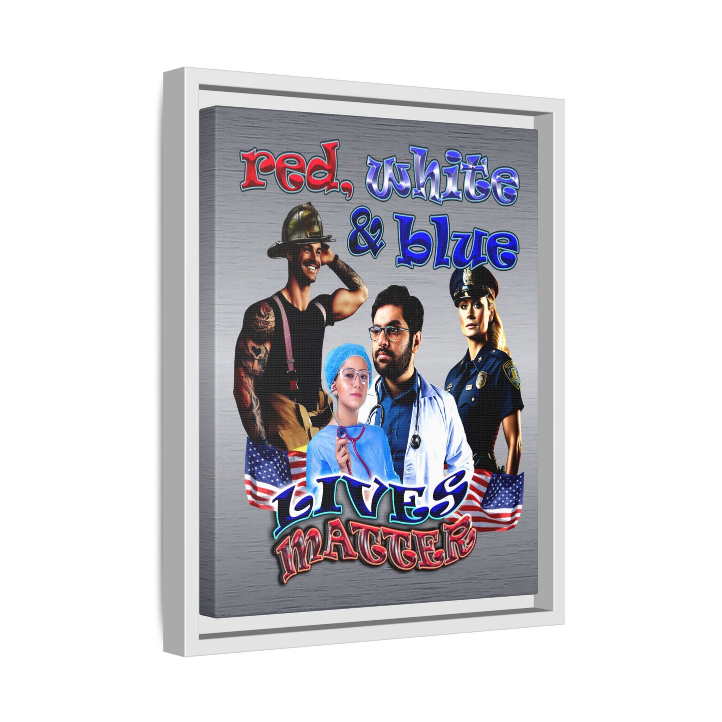 rw&b lives matter - framed canvas art (brushed nickel)