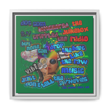 drop the beat - framed canvas art (dark green)
