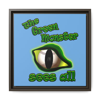 green monster - framed canvas art (light blue)