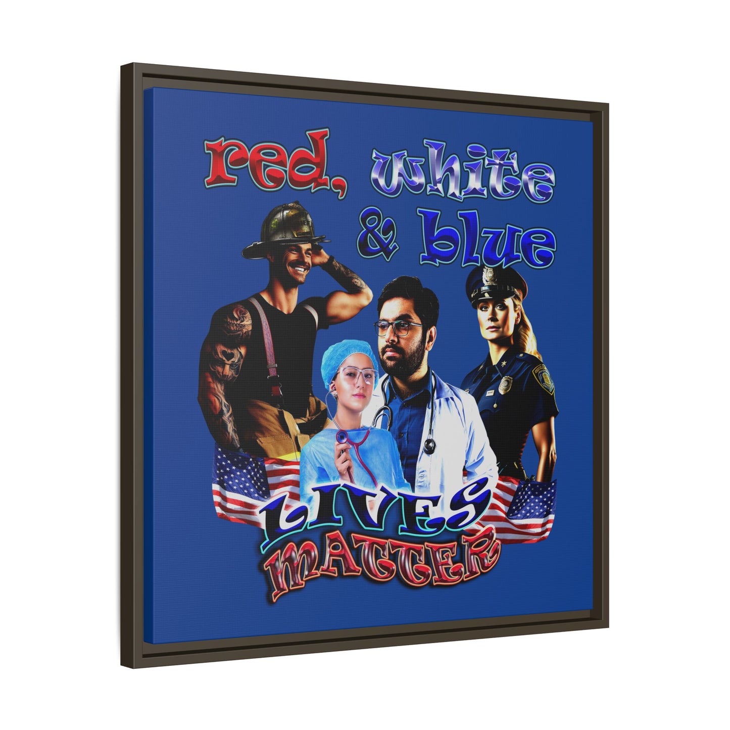 rw&b lives matter - framed canvas art (dark blue)