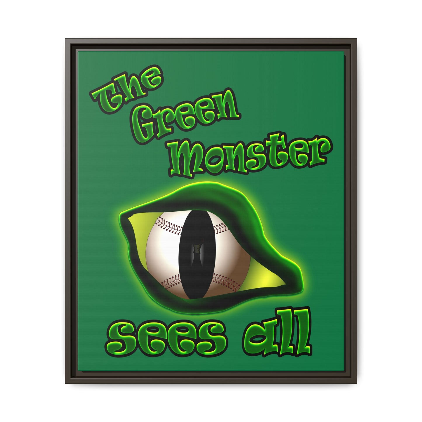 green monster - framed canvas art (dark green)