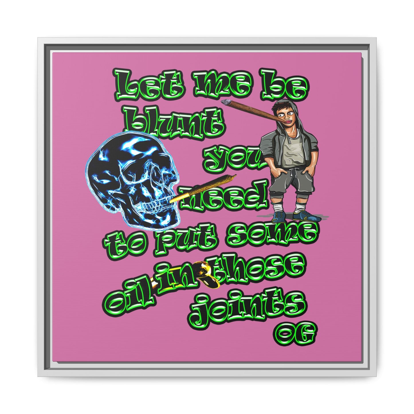 og - framed canvas art (light pink)