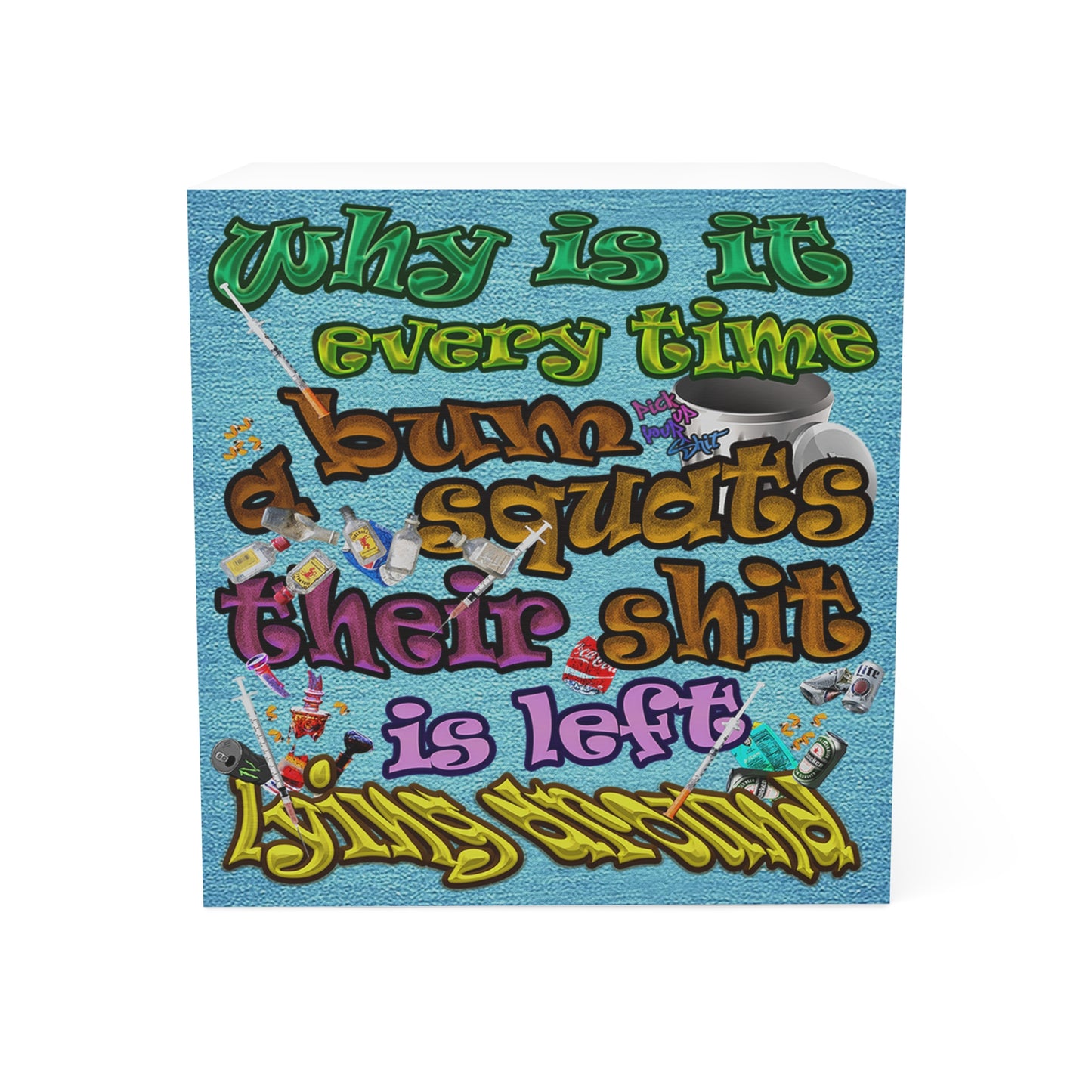 the bum's shit - note cube (faded blue)