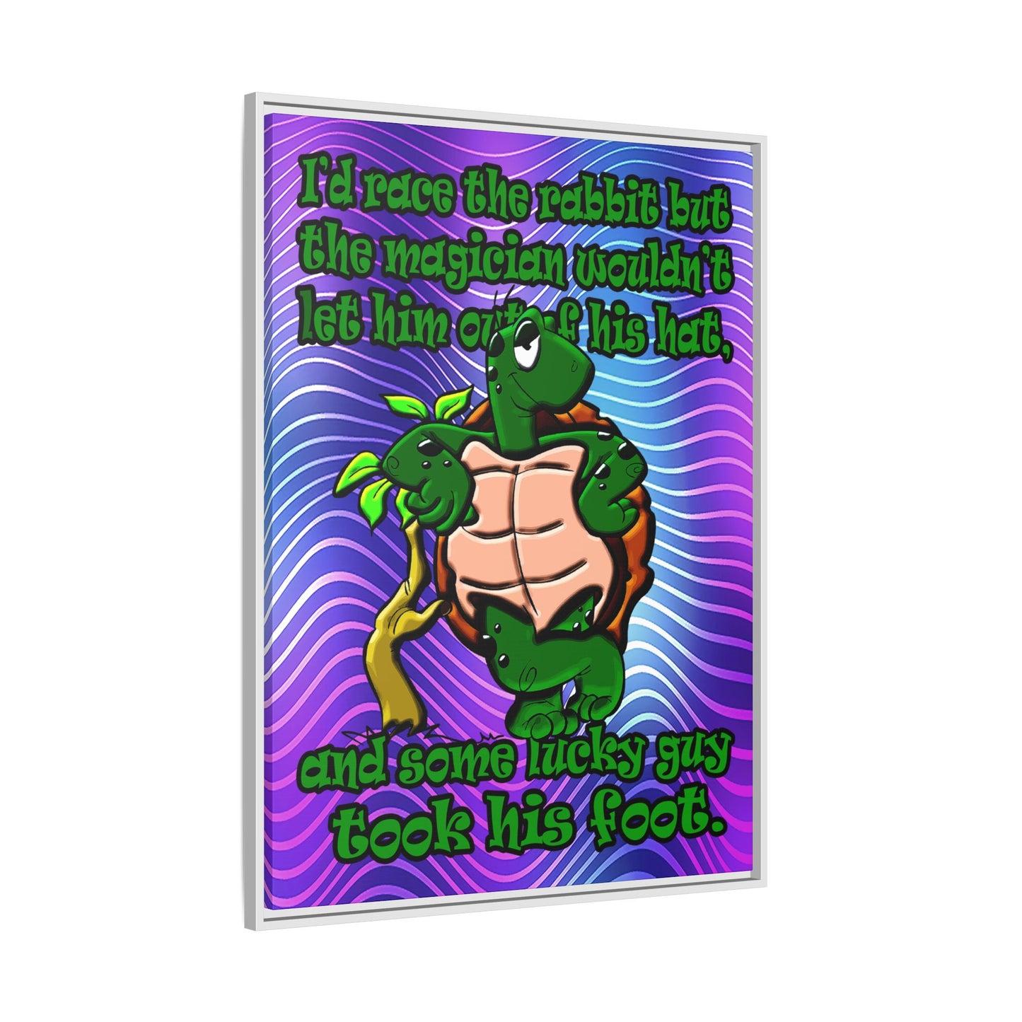 turtle race - framed canvas art (purple wave)