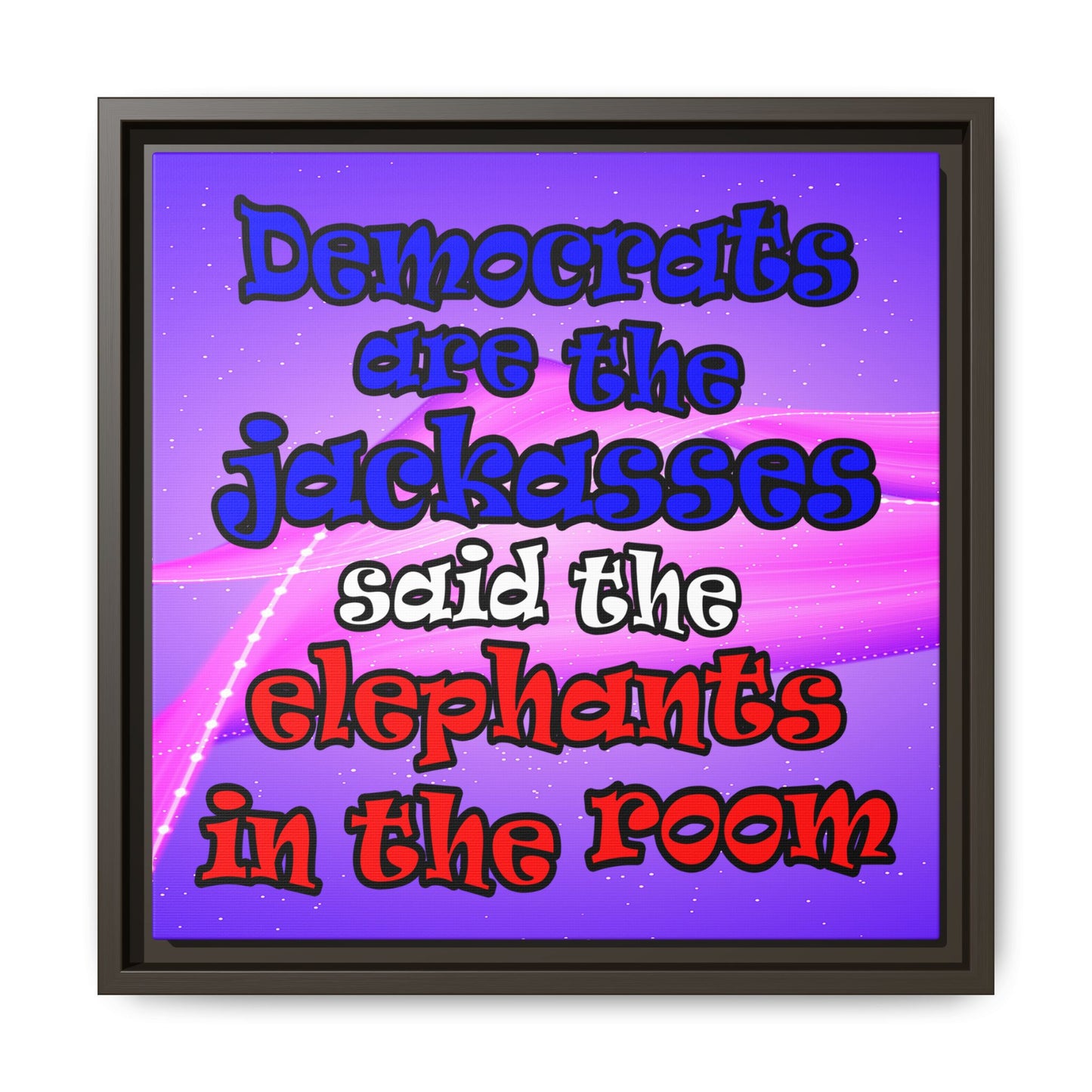 donkeys and elephants - framed canvas art (purple-pink wave)