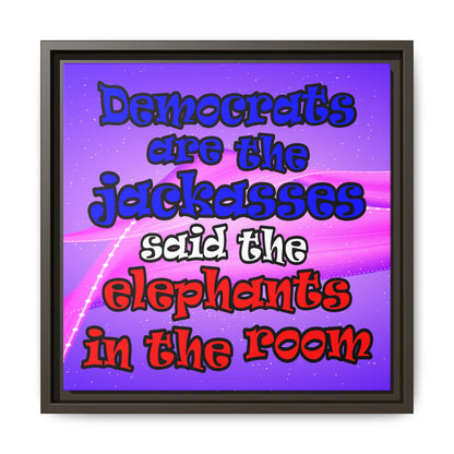 donkeys and elephants - framed canvas art (purple-pink wave)
