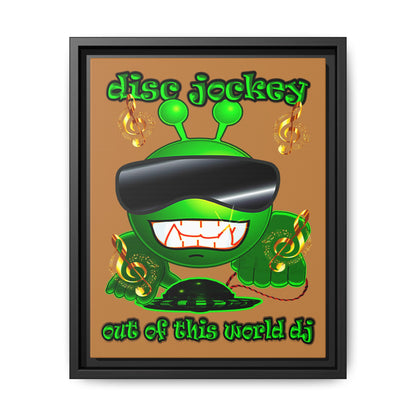 disc jockey - framed canvas art (light brown)