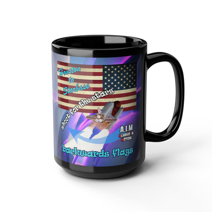 shoot for the stars - Black Mug (grey-pink wave)