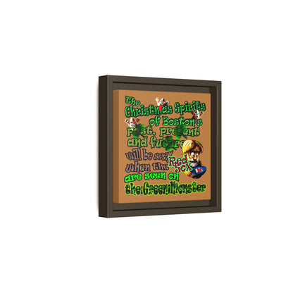 christmas spirits of boston - framed canvas art (light brown)