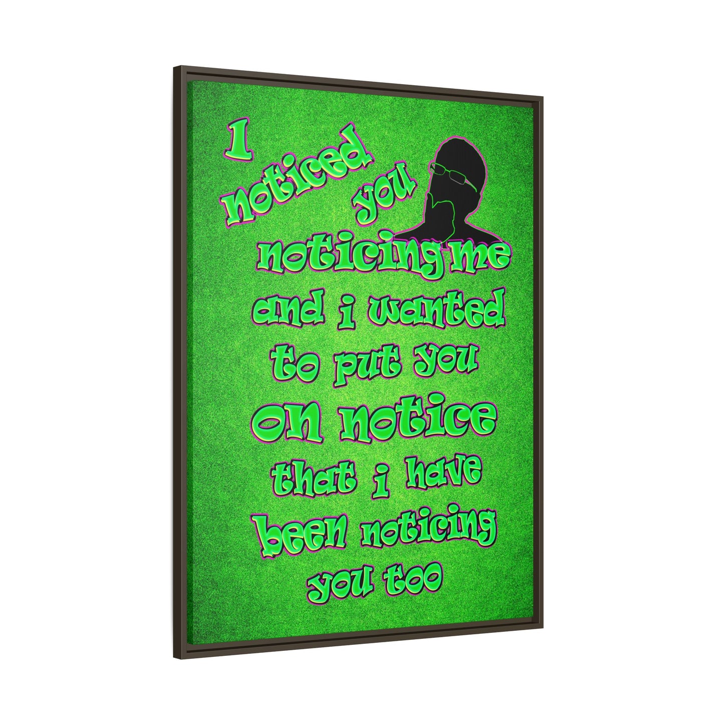 noticed you noticing - framed canvas art (green turf)