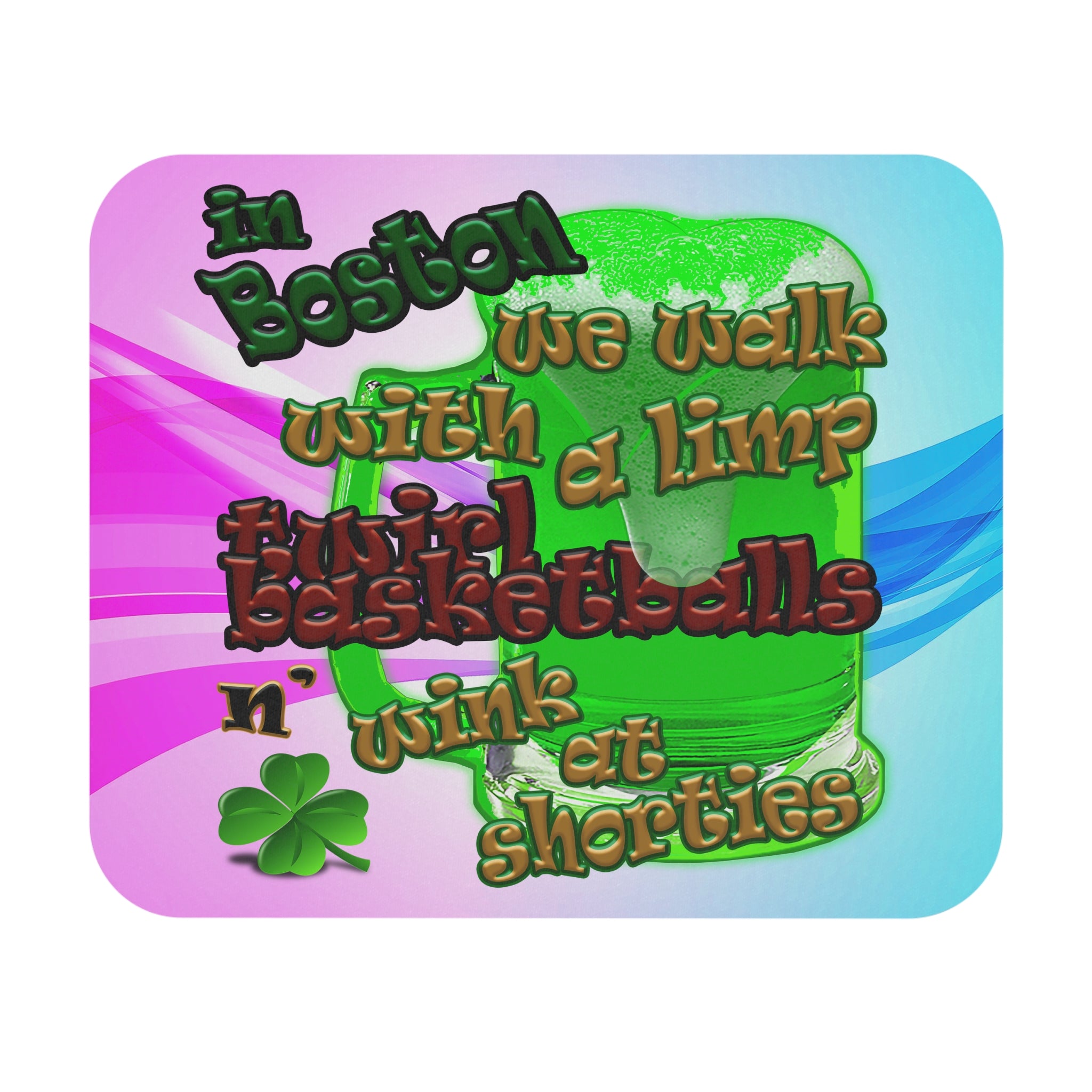celtics logo - Mouse Pad (Rectangle) (light blue-pink wave)