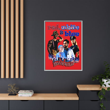 rw&b lives matter - framed canvas art (red)