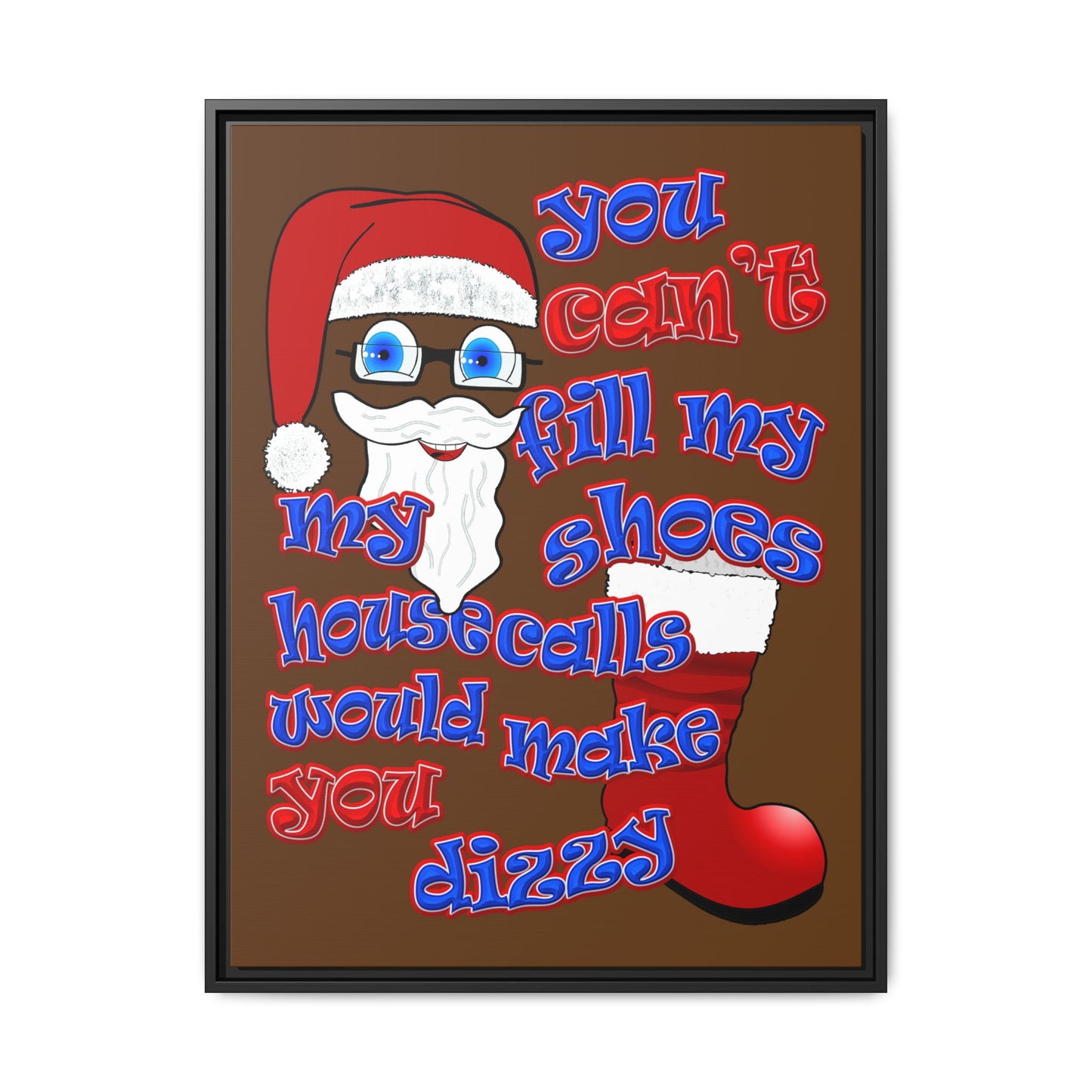 santa's shoes - framed canvas art (brown)