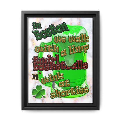 celtics logo - framed canvas art (white marble)