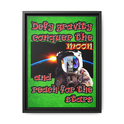 defy conquer reach - framed canvas art (green turf)