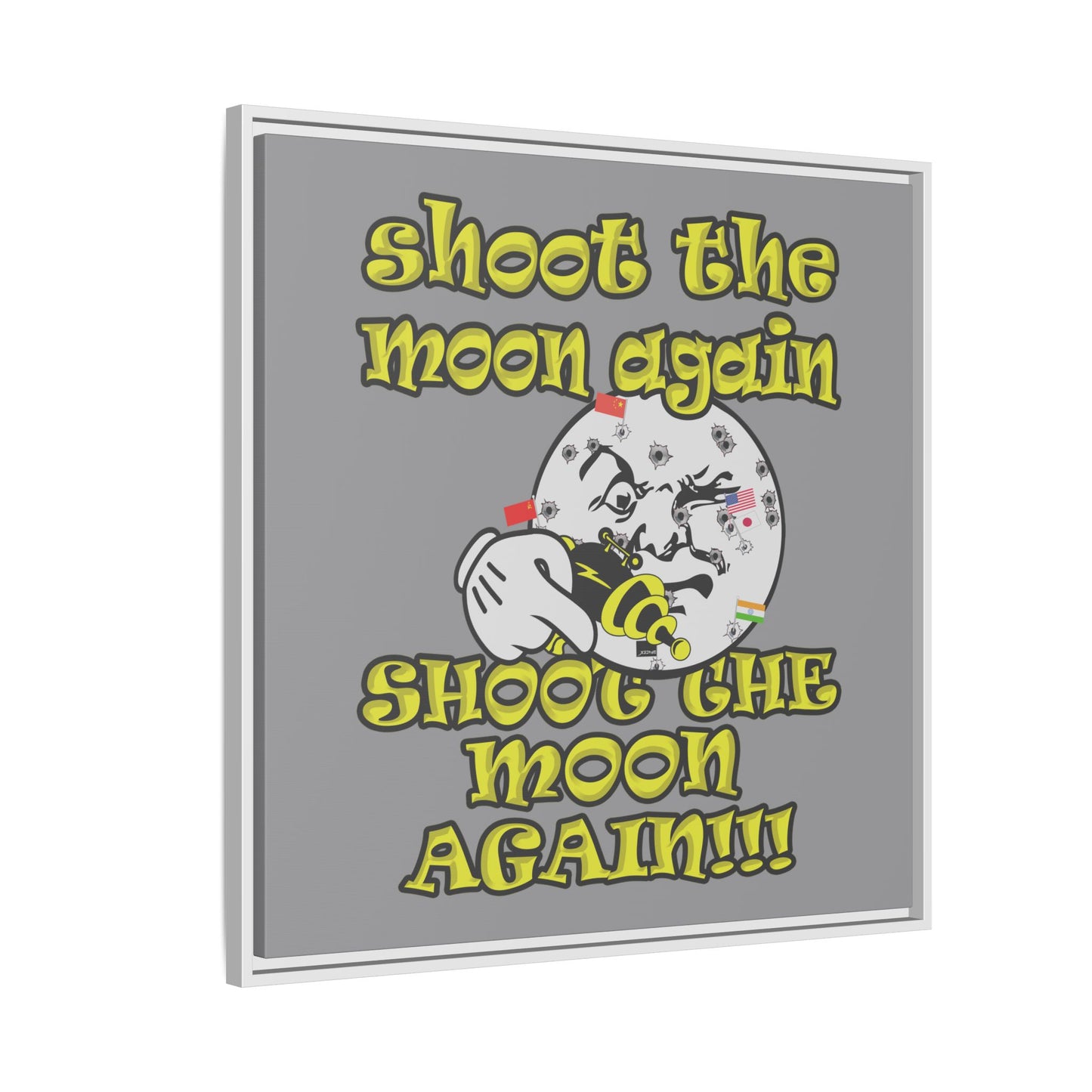 shoot the moon again - framed canvas art (grey)