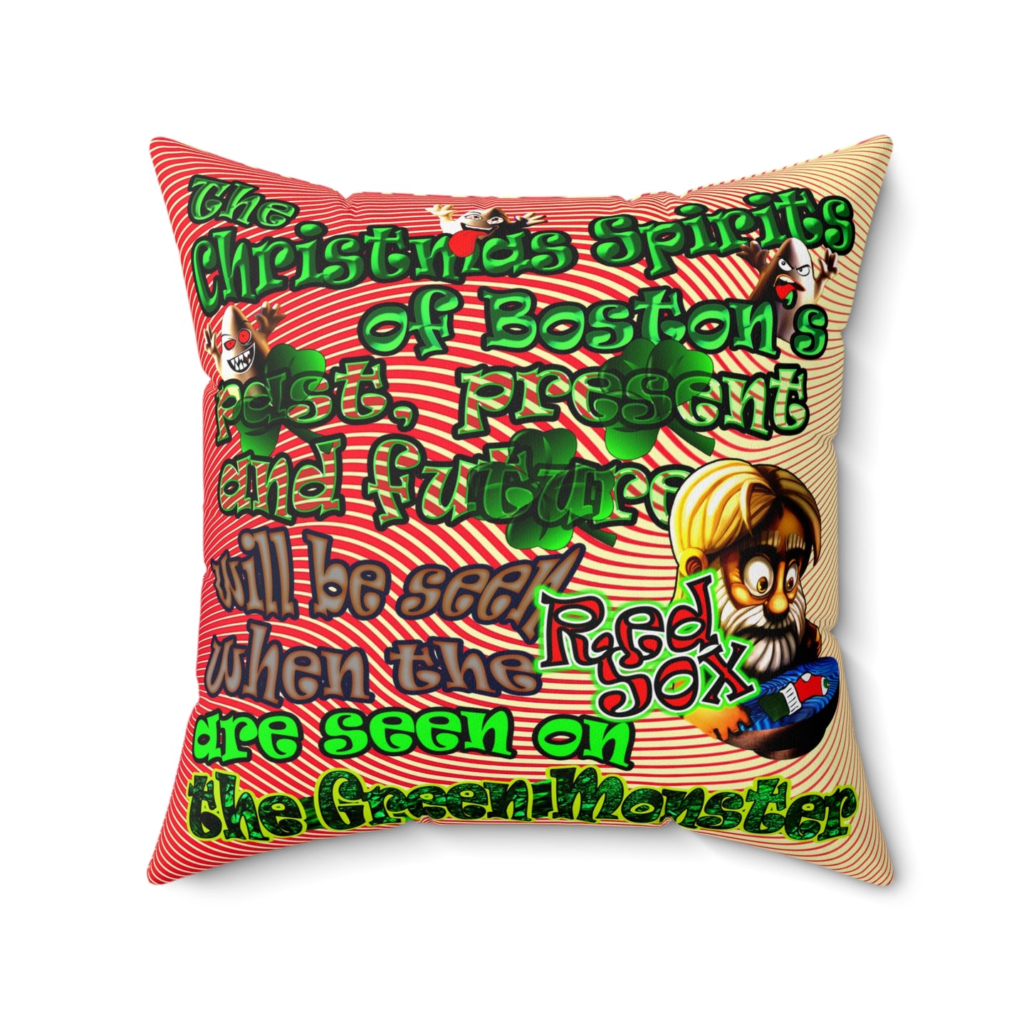 christmas spirits of boston - Spun Polyester Square Pillow - (yellow-orange wave)