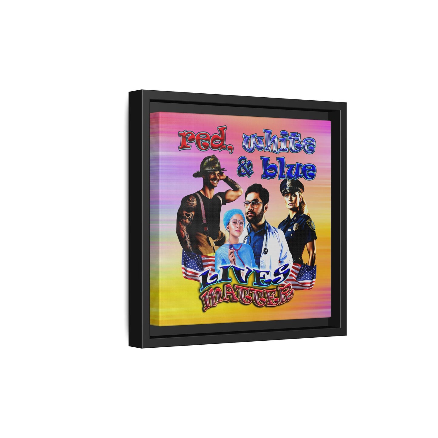 rw&b lives matter - framed canvas art (color blur)
