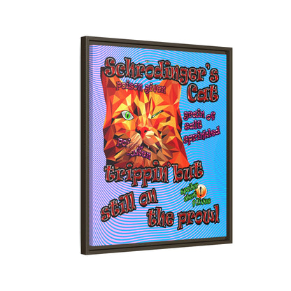 schrodinger's cat - framed canvas art (light blue-purple wave)