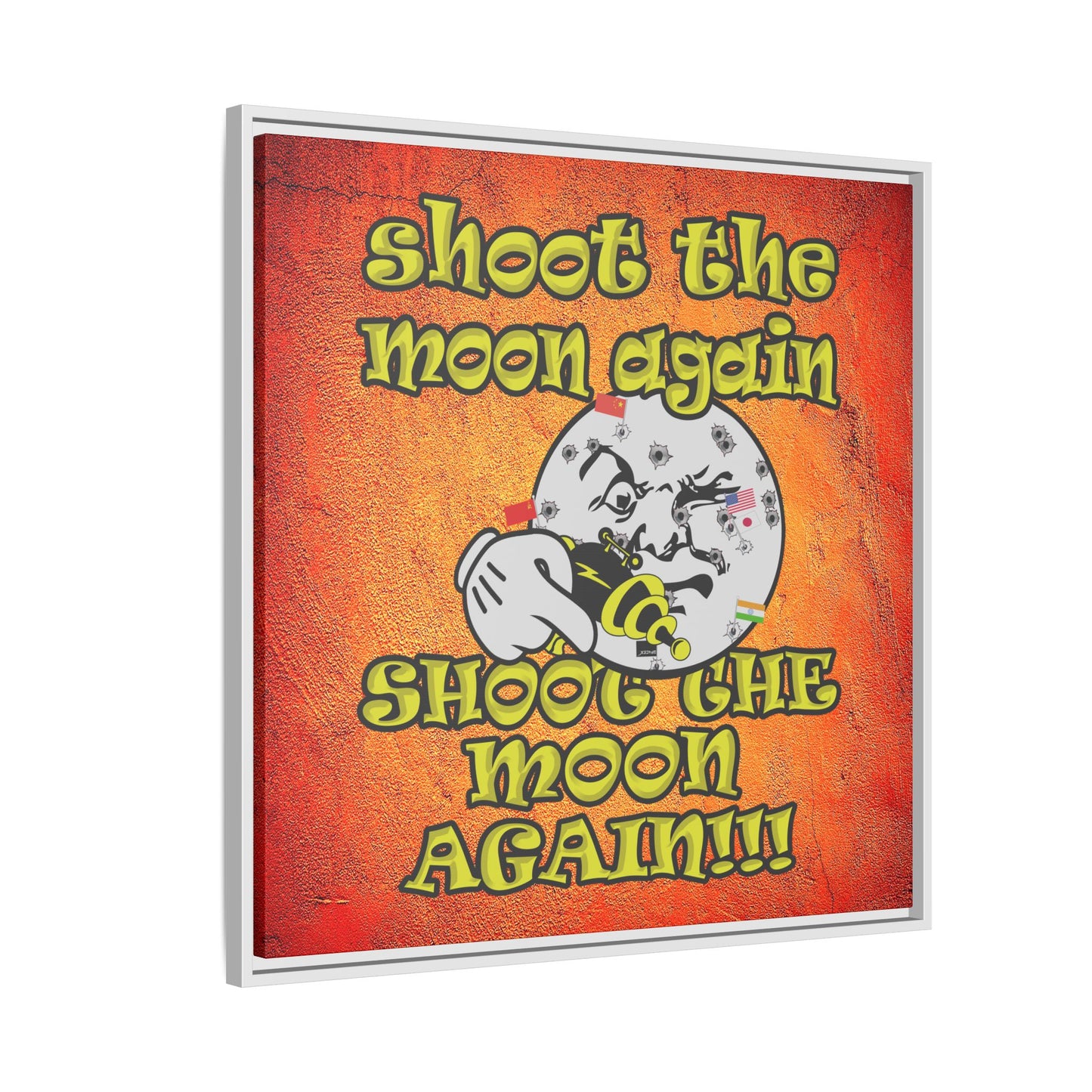 shoot the moon again - framed canvas art (burnt orange)