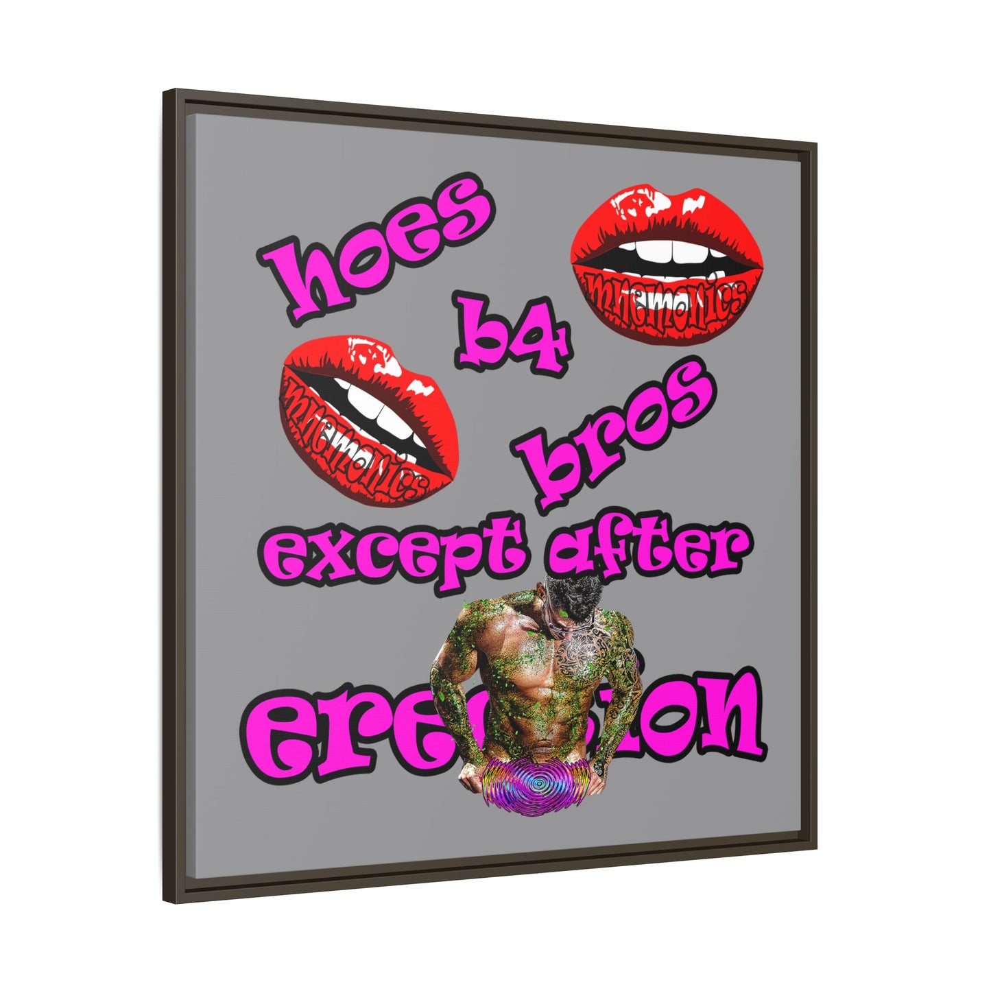 hoes b4 bros - framed canvas art (grey)