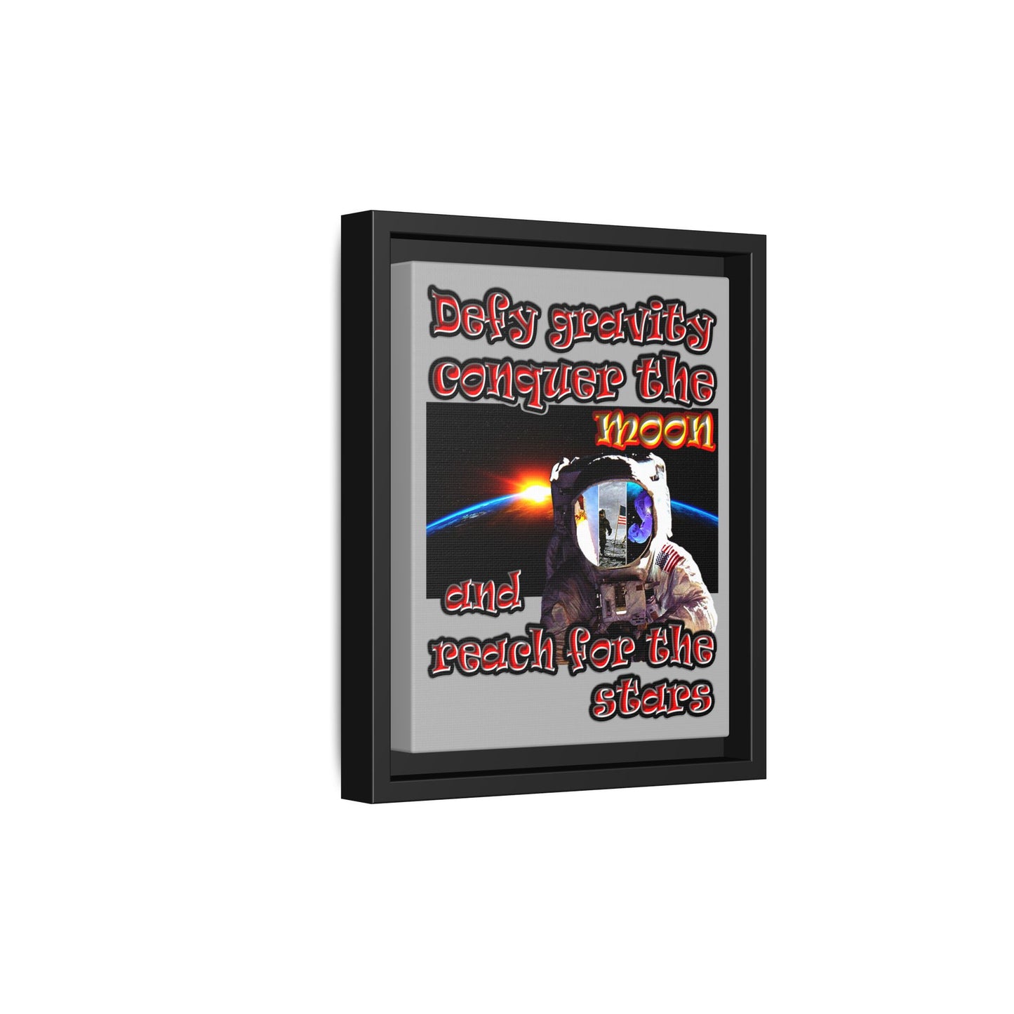 defy conquer reach - framed canvas art (light grey)