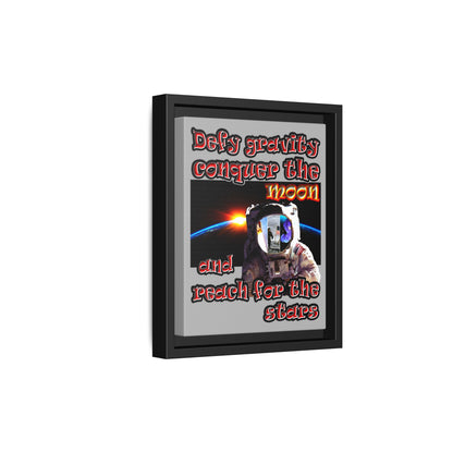 defy conquer reach - framed canvas art (light grey)