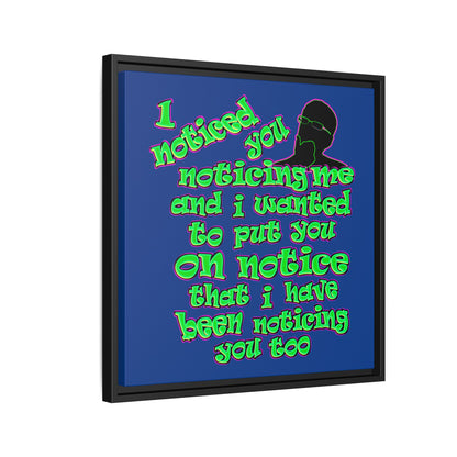 noticed you noticing - framed canvas art (dark blue)