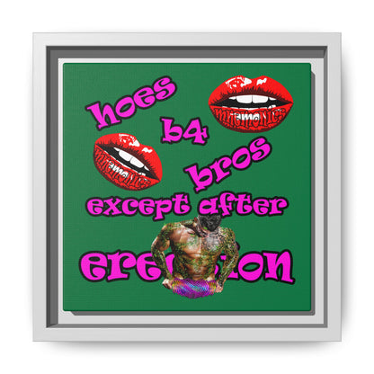 hoes b4 bros - framed canvas art (dark green)